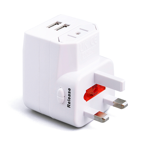 6.3A FUSE 5V 2.1A 2USB Smart Charger Travel Adapter white
