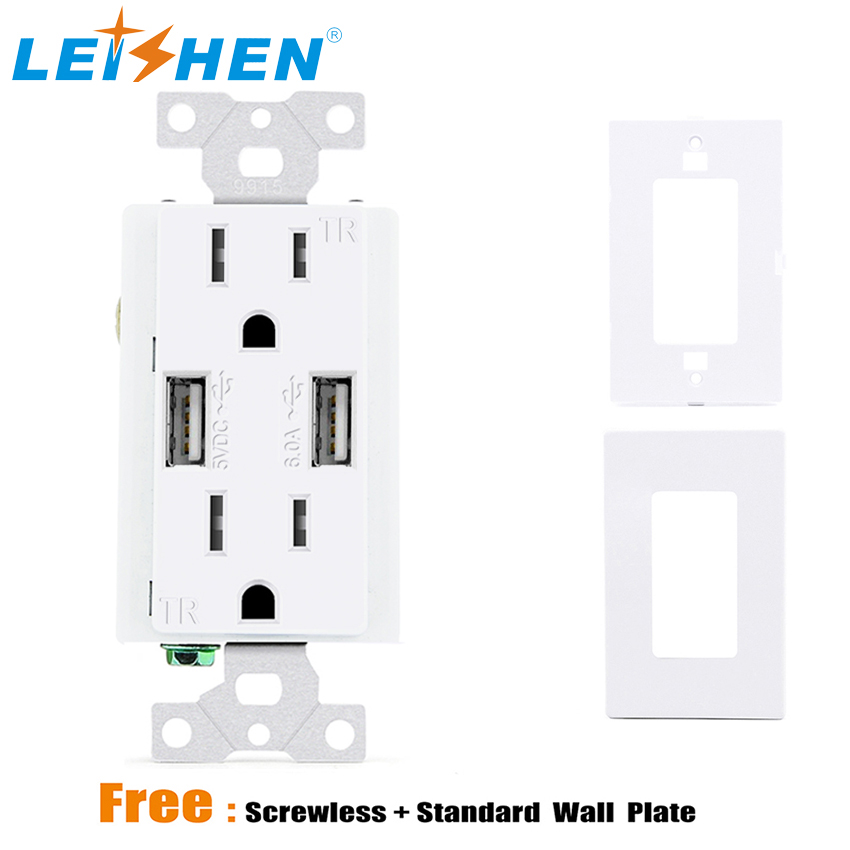 20W QC 3.0 PD 2.0 USB Wall Outlet, Type A & Type C Power Delivery and Quick Charge